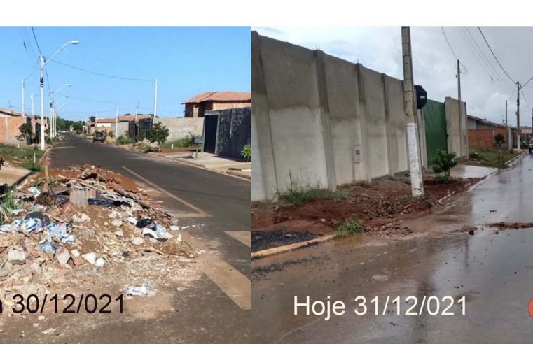 Em Guaíra: Prefeitura retira entulho que limitava trânsito de veículos no Bairro Antônio Manoel