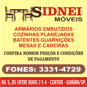 Nosso novo parceiro comercial no Portal Guaíra Informa: Sidnei Móveis!!! Obrigado ao Sidnei, família e colaboradores pela confiança!!!