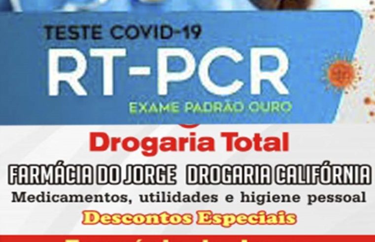 Saber é tudo. Se proteja e cuide de sua família e seus amigos. Faça seu teste RT PCR na Farmácia do Jorge e na Drogaria Califórnia