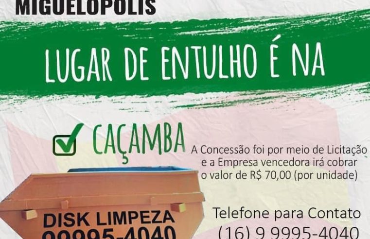 Em Miguelópolis: Prefeitura proíbe descarte de entulho em vias públicas