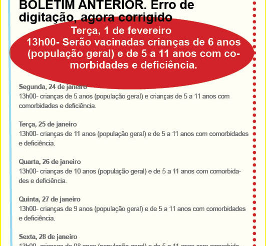 Em Guaíra: Finalmente prefeitura divulga cronograma de vacinação de crianças de 5 a 11 anos