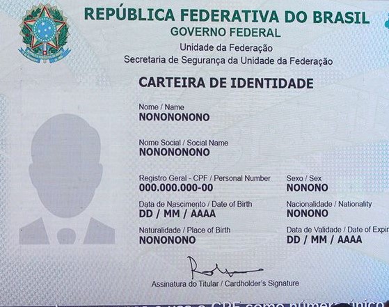 NOVO RG TERÁ SOMENTE NÚMERO DO CPF