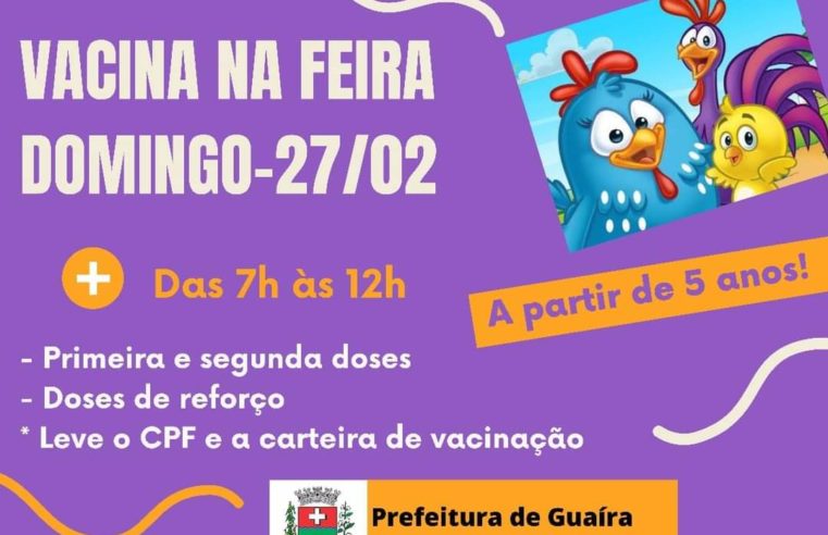 Em Guaíra: Hoje tem plantão vacinal contra Covid-19 na Feira Livre