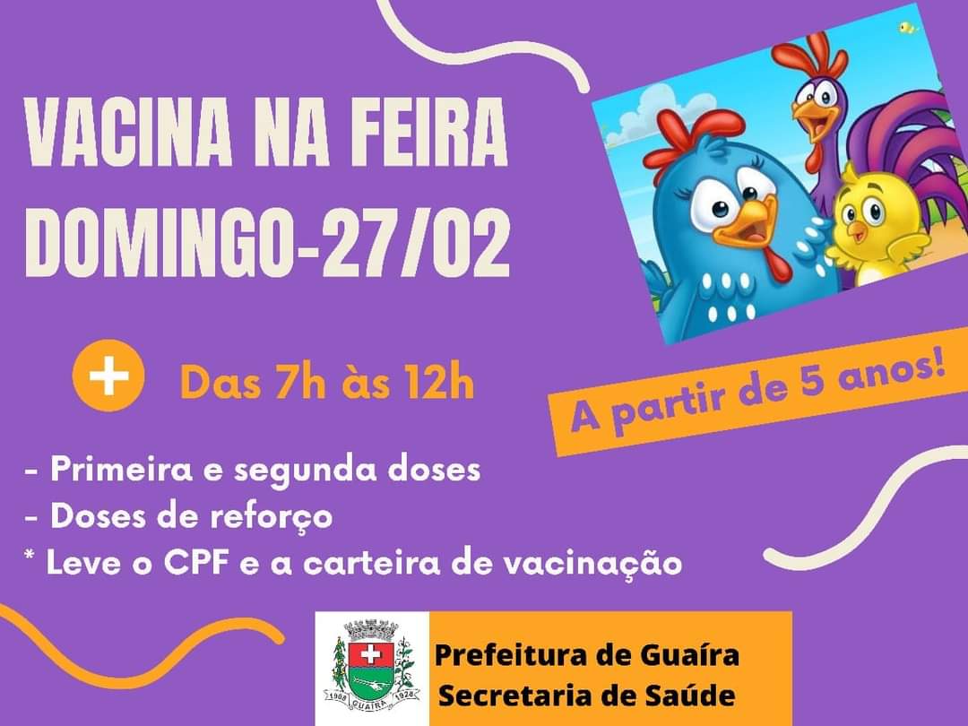 Em Guaíra: Hoje tem plantão vacinal contra Covid-19 na Feira Livre