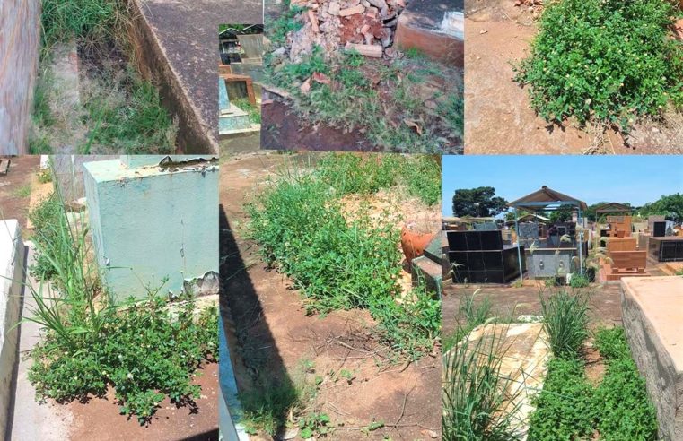 Em Guaíra: População denuncia lixo, mato alto e abandono do Cemitério Municipal