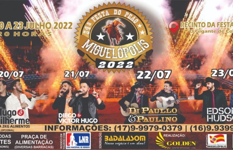 EM MIGUELÓPOLIS: GOLDEN EVENTOS ANUNCIA VIRADA DOS LOTES DE INGRESSOS PARA FESTA DO PEÃO 2022