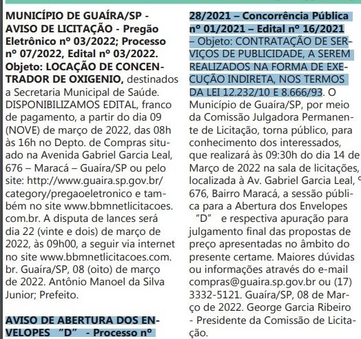 Em Guaíra: Prefeitura agenda para o dia 14 sequencia da licitação para contratação de agência de publicidade