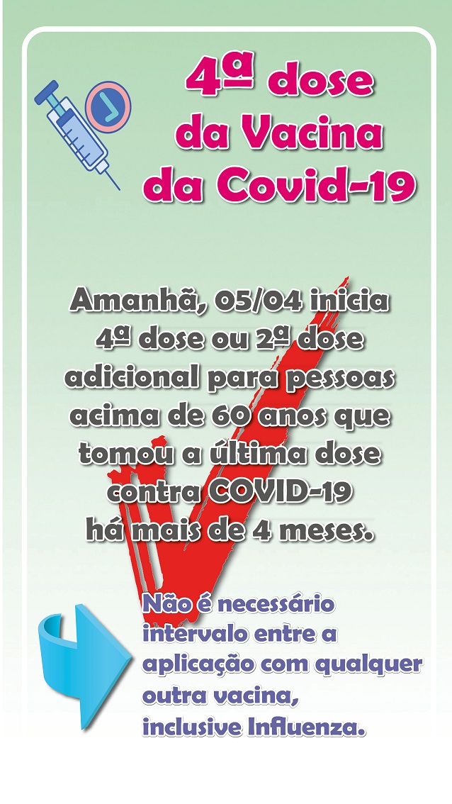 EM GUAÍRA: PESSOAS COM 60 ANOS OU MAIS RECEBEM 4ª DOSE À PA RTIR DESTA TERÇA-FEIRA, 5