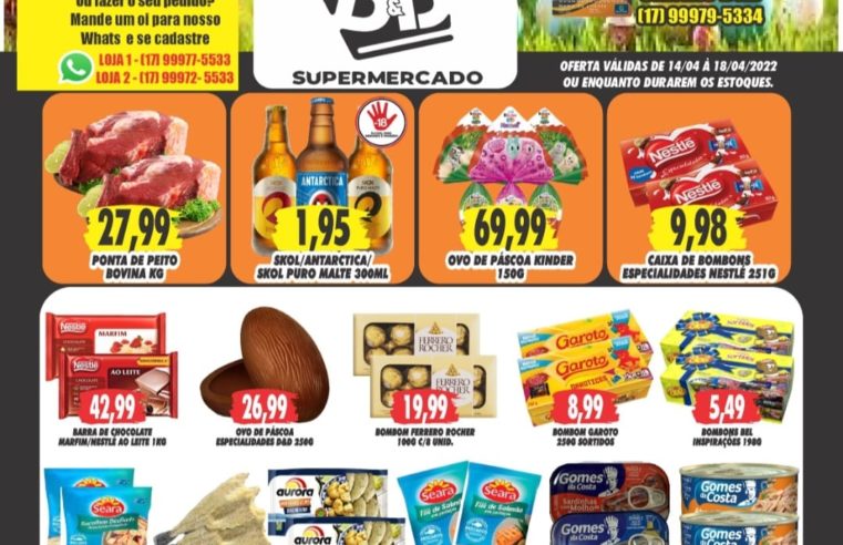 ATENÇÃO A LOJA 1 DO D&D SUPERMERCADOS ESTÁ ABERTO NESTE FERIADO ATÉ AS 20H. APROVEITE A PÁSCOA DE OFERTAS ESPEICIAIS!!!