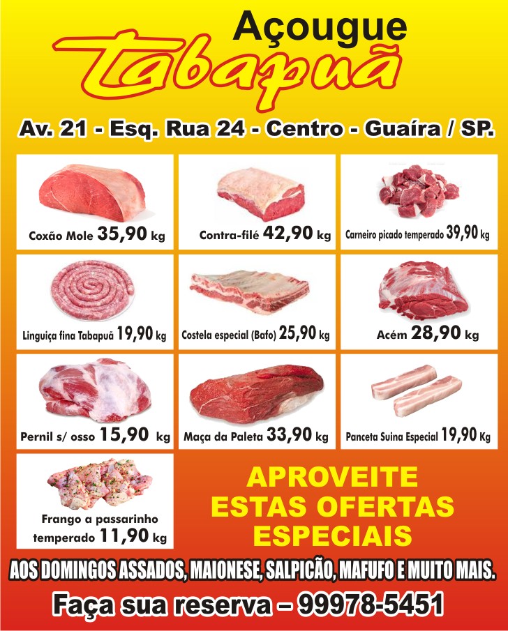 PÁSCOA COM ALMOÇO EM FAMÍLIA É COM AS OFERTAS DO AÇOUGUE TABAPUÃ. APROVEITE!!!