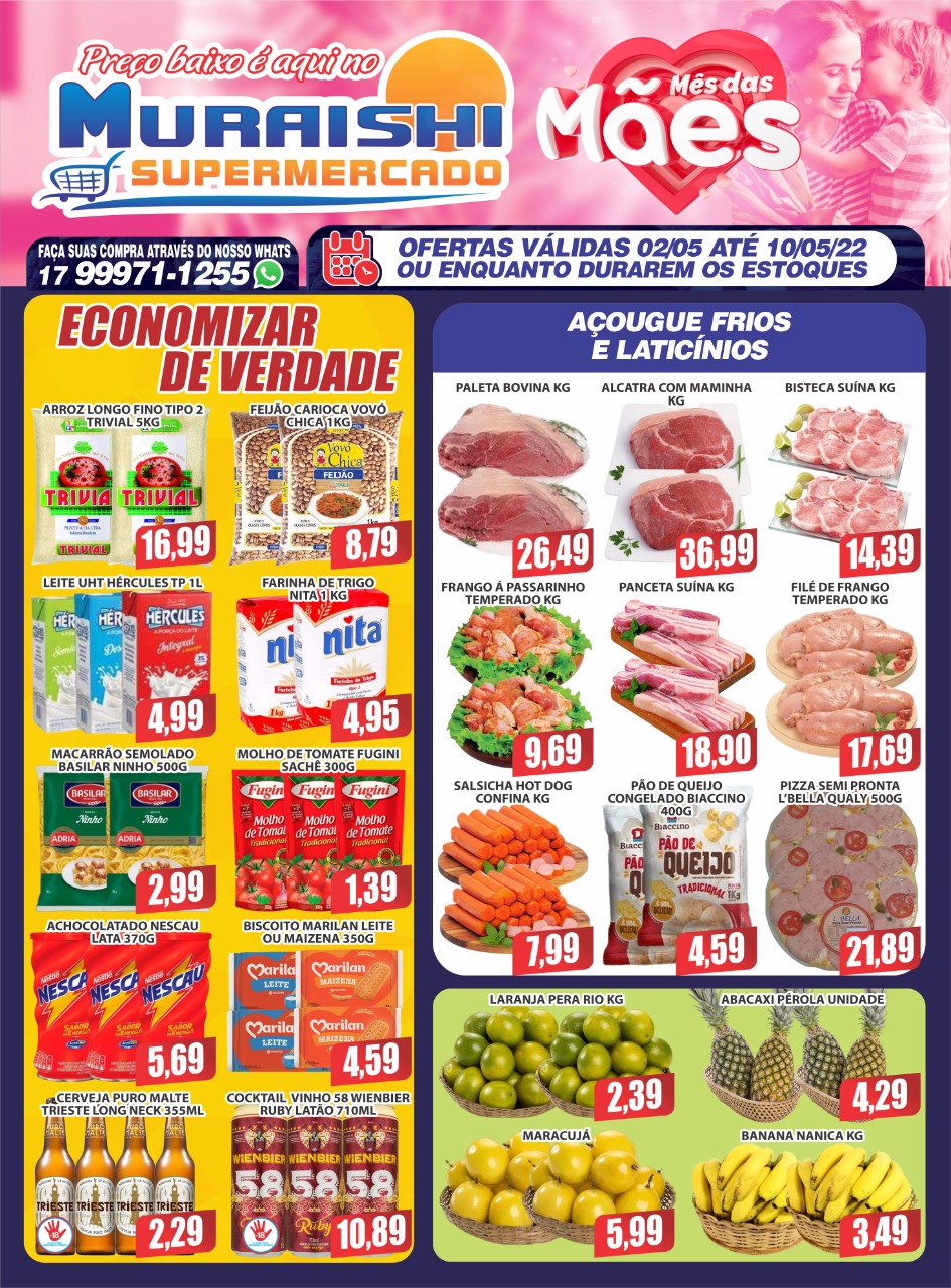 CONFIRA MAIS UM LISTÃO ESPECIAL DE OFERTAS DO MÊS DAS MÃES DO MURAISHI SUPERMERCADO. IMPERDÍVEL!!!