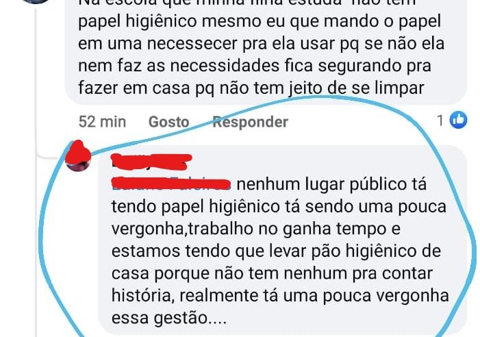 EM GUAÍRA: MUNÍCIPE E TRABALHADOR DE DEPARTAMENTO PÚBLICO RELATAM FALTA DE MATERIAL PARA HIGIENE PESSOAL EM PRÓPRIOS MUNICIPAIS