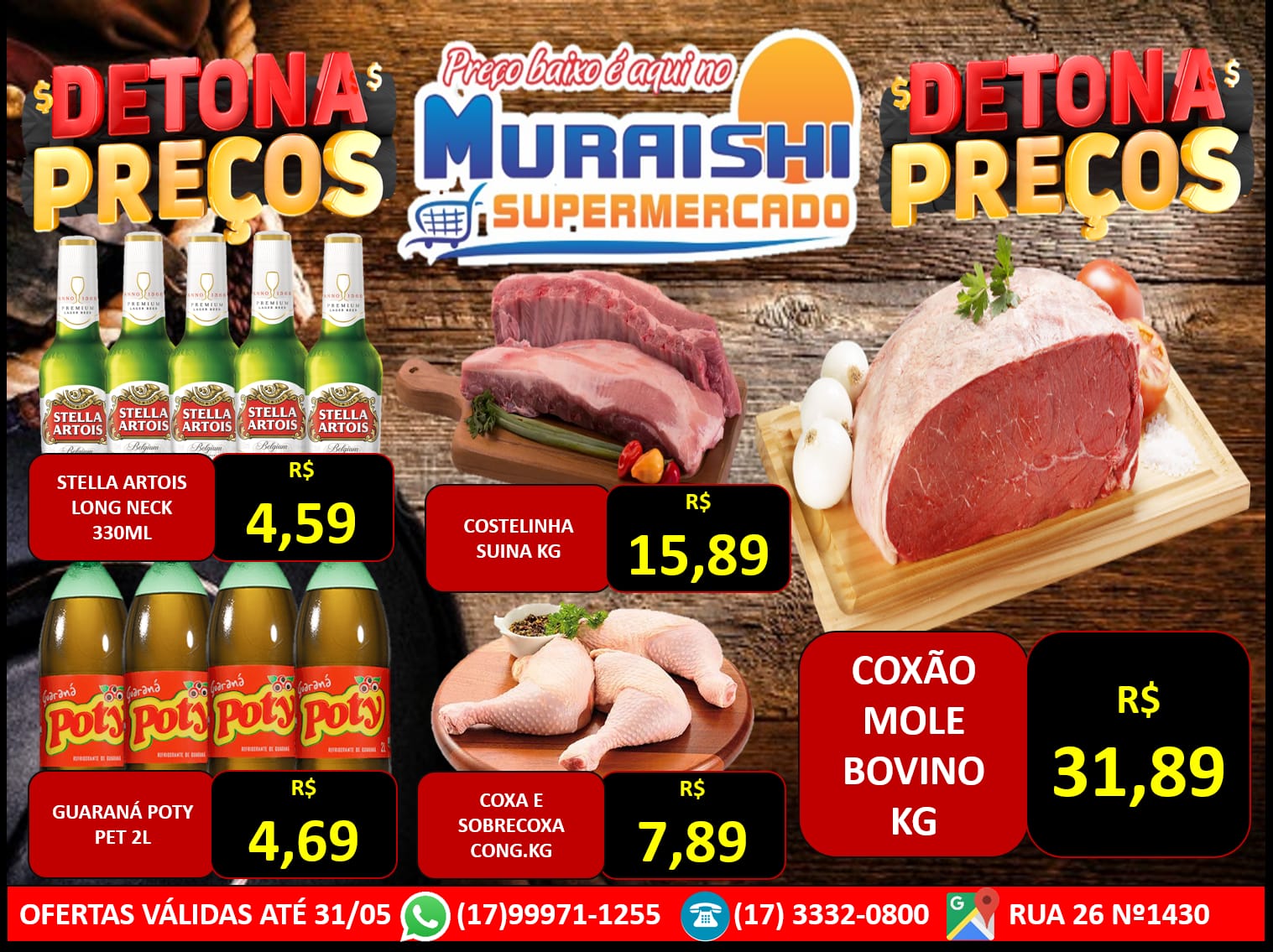 HOJE É DIA DE COMPRAR MAIS BARATO!! TERÇA DETONA PREÇOS NO MURAISHI SUPERMERCADO. APROVEITE!!!