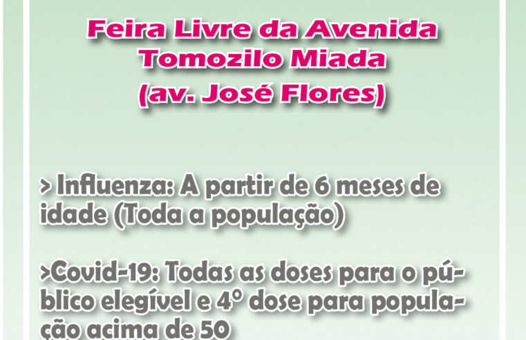 EM GUAÍRA: NESTE DOMINGO, TEM PLANTÃO VACINAL CONTRA GRIPE E COVID NA FEIRA LIVRE