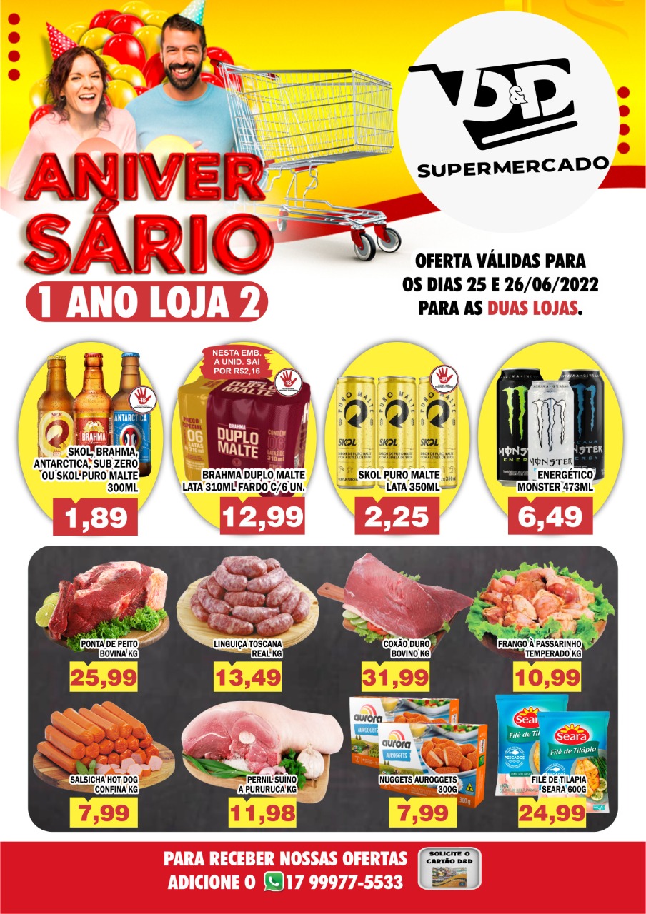 APROVEITE A PROMOÇÃO DE ANIVERSÁRIO DE 1 ANO DA LOJA 2 DO D&D SUPERMERCADOS. IMPERDÍVEL!!!