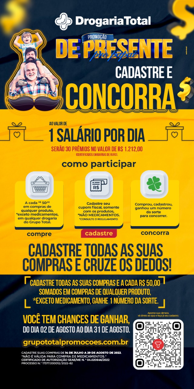 COMPRE NA FARMÁCIA DO JORGE OU NA DROGARIA CALIFÓRNIA. FAÇA SEU CADASTRO E CONCORRA A 1 SALÁRIO POR DIA. APROVEITE!!!