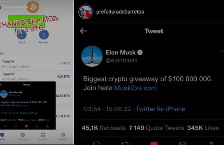 EM BARRRETOS: HACKERS INVADEM REDE SOCIAL DA PREFEITURA E PUBLICAM TEXTO ATRIBUÍDO A ELON MUSK SOBRE DOAÇÃO DE CRIPTOMOEDAS