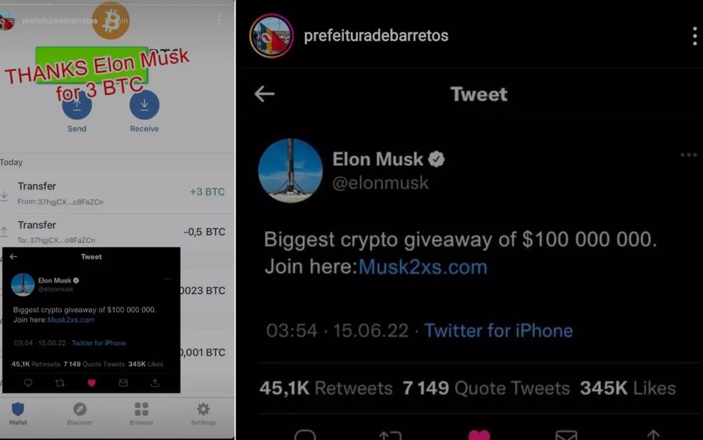 EM BARRRETOS: HACKERS INVADEM REDE SOCIAL DA PREFEITURA E PUBLICAM TEXTO ATRIBUÍDO A ELON MUSK SOBRE DOAÇÃO DE CRIPTOMOEDAS