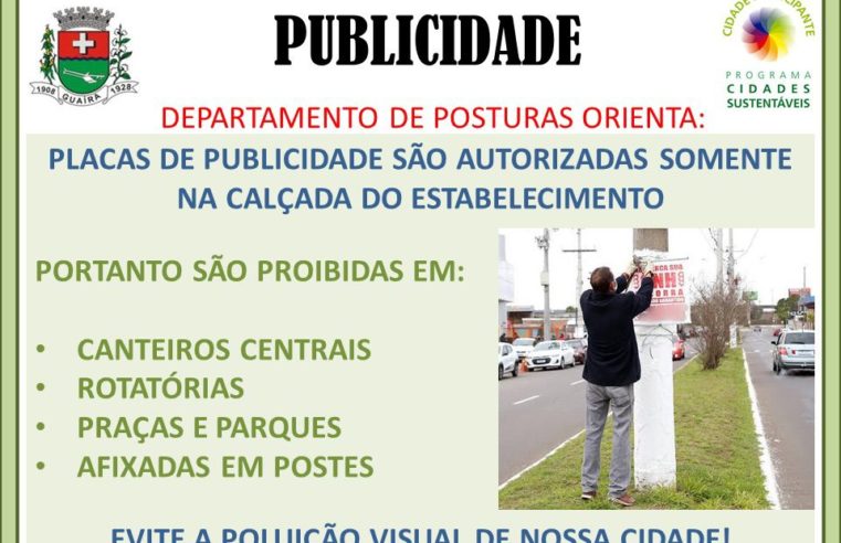 EM GUAÍRA: FISCALIZAÇÃO ORIENTA SOBRE POLUIÇÃO VISUAL E PROPAGANDA IRREGULAR