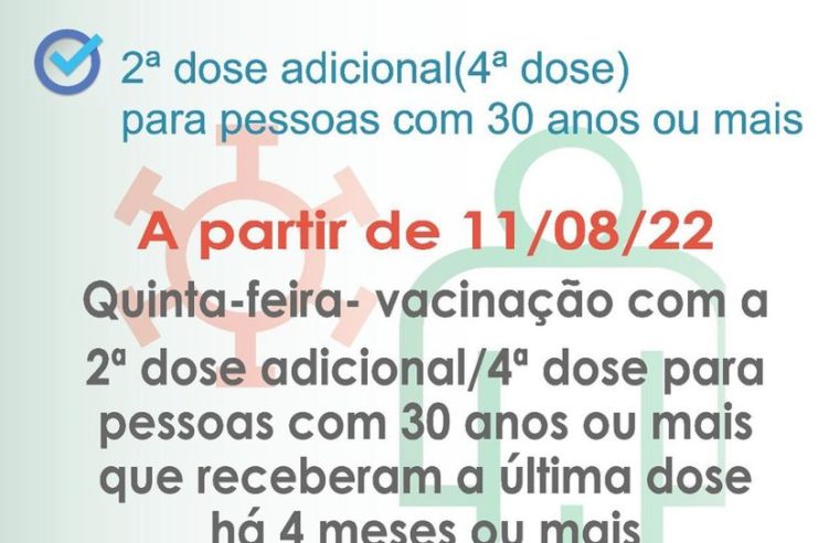 EM GUAÍRA: COMEÇA HOJE APLICAÇÃO DA 4ª DOSE CONTRA COVID PARA PESSOAS COM 30 ANOS OU MAIS