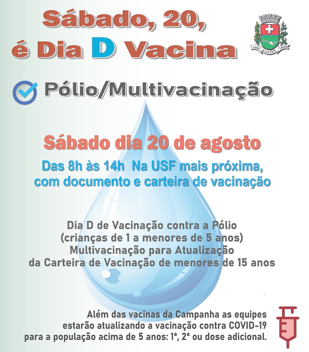 EM GUAÍRA: AMANHÃ É DIA “D” DE VACINAÇÃO CONTRA A PARALISIA INFANTIL