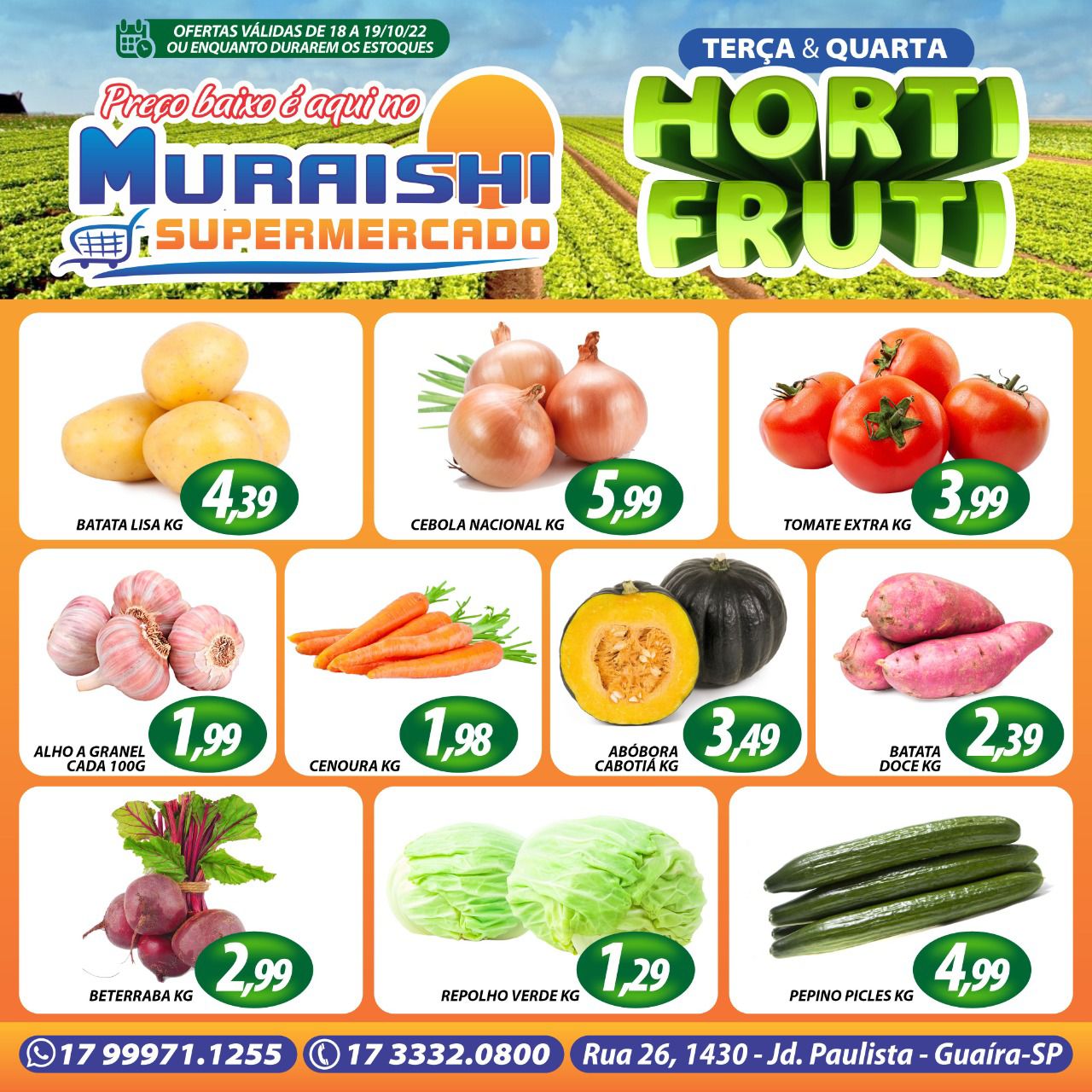 FAÇA AS COMPRAS! TERÇA E QUARTA DO HORTIFRUTI NO MURAISHI SUPERMERCADO.