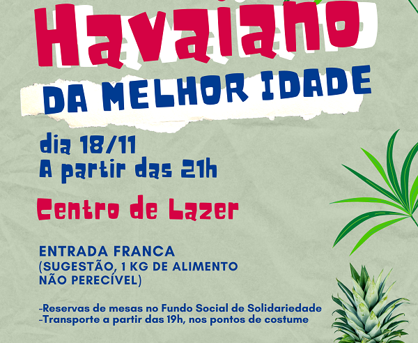 18 DE NOVEMBRO TEM BAILE HAVAIANO DA 3ª IDADE DE GUAÍRA