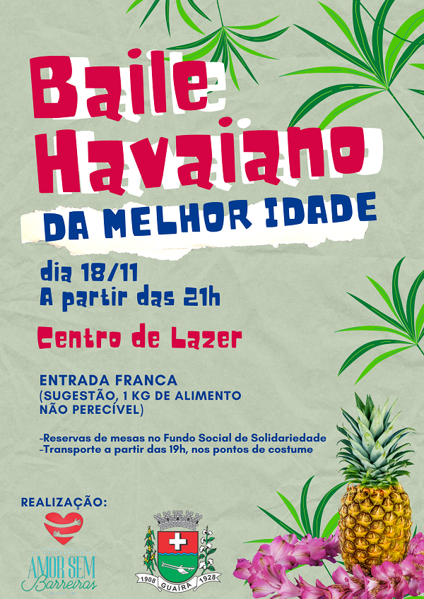 18 DE NOVEMBRO TEM BAILE HAVAIANO DA 3ª IDADE DE GUAÍRA