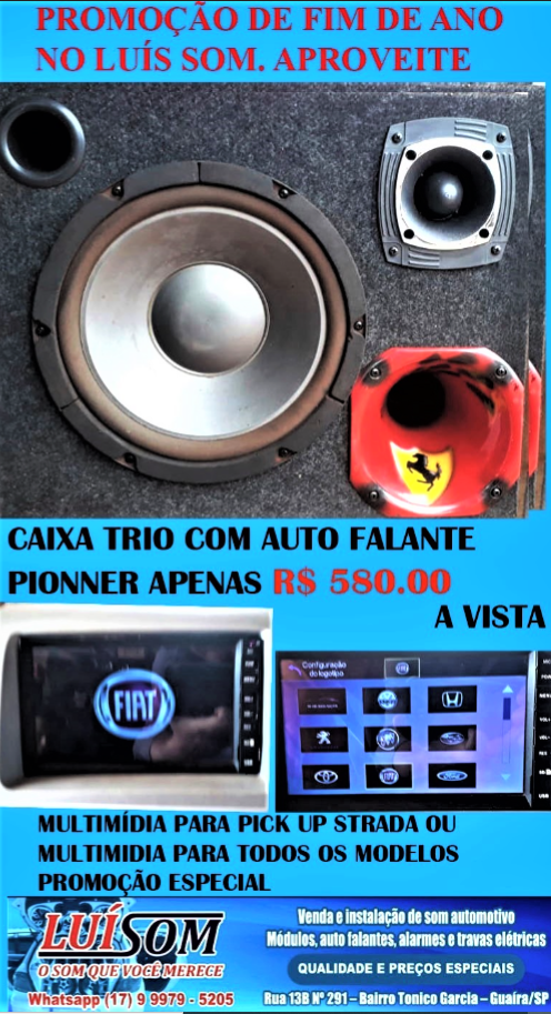 HORA DE EQUIPAR O SEU POSSANTE. GRANDE PROMOÇÃO EM CAIXAS TRIO E MULTIMÍDIAS NO LUÍS SOM. APROVEITE!!!