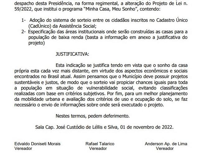 SORTEIO: VEREADORES QUEREM CRITÉRIO JUSTO PARA DISTRIBUIÇÃO DE MORADIAS DE PROGRAMA HABITACIONAL DO PREFEITO JUNÃO