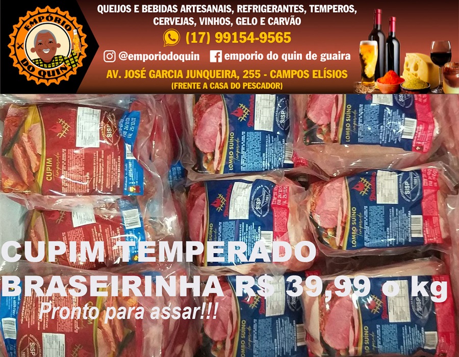 SUA CEIA DE NATAL OU CONFRATERNIZAÇÃO COM A FAMÍLIA E AMIGOS TEM QUE TER ESSA DELÍCIA. CUPIM TEMPERADO BRASEIRINHA!! VOCÊ ENCONTRA NO EMPÓRIO DO QUIN !!