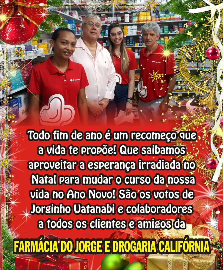 MENSAGEM DE BOAS FESTAS DA FARMÁCIA DO JORGE AOS CLIENTES E AMIGOS !