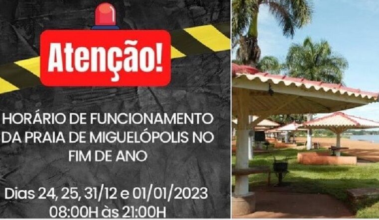 PRAIA DE MIGUELÓPOLIS TERÁ HORÁRIO ESPECIAL DE FUNCIONAMENTO DURANTE AS FESTAS DE FINAL DE ANO. CONFIRA