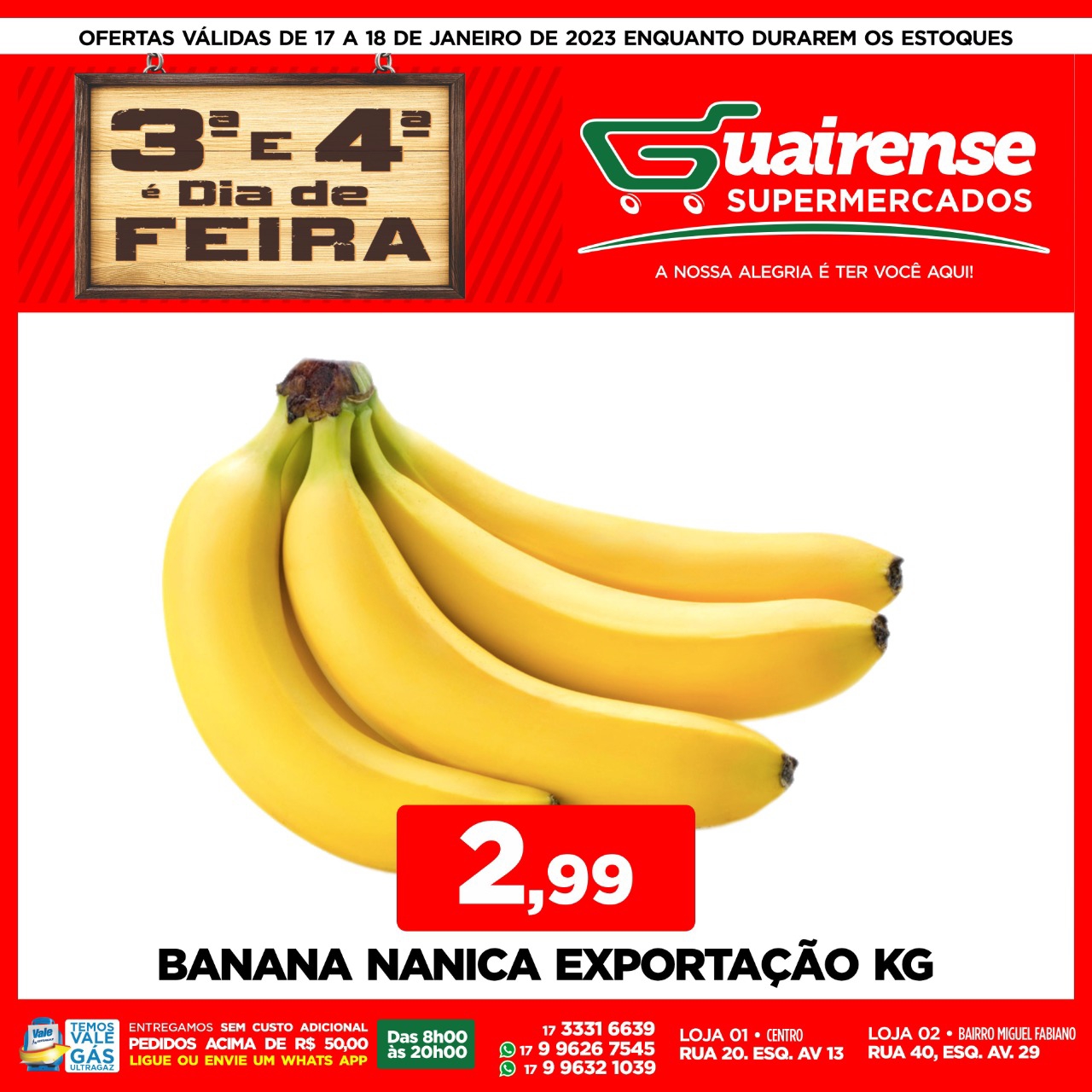 TERÇA E QUARTA É DIA DE FEIRA NO GUAIRENSE, COM SUPER OFERTAS!!! COMPRAR BARATO, COM QUALIDADE, É NO GUAIRENSE!!!