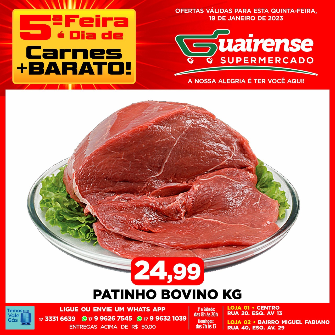 SUPER 5ª DA CARNE NO GUAIRENSE SUPERMERCADO. A MAIOR VARIEDADE COM A MELHOR QUALIDADE!!! AQUI É SEMPRE MAIS BARATO!!!