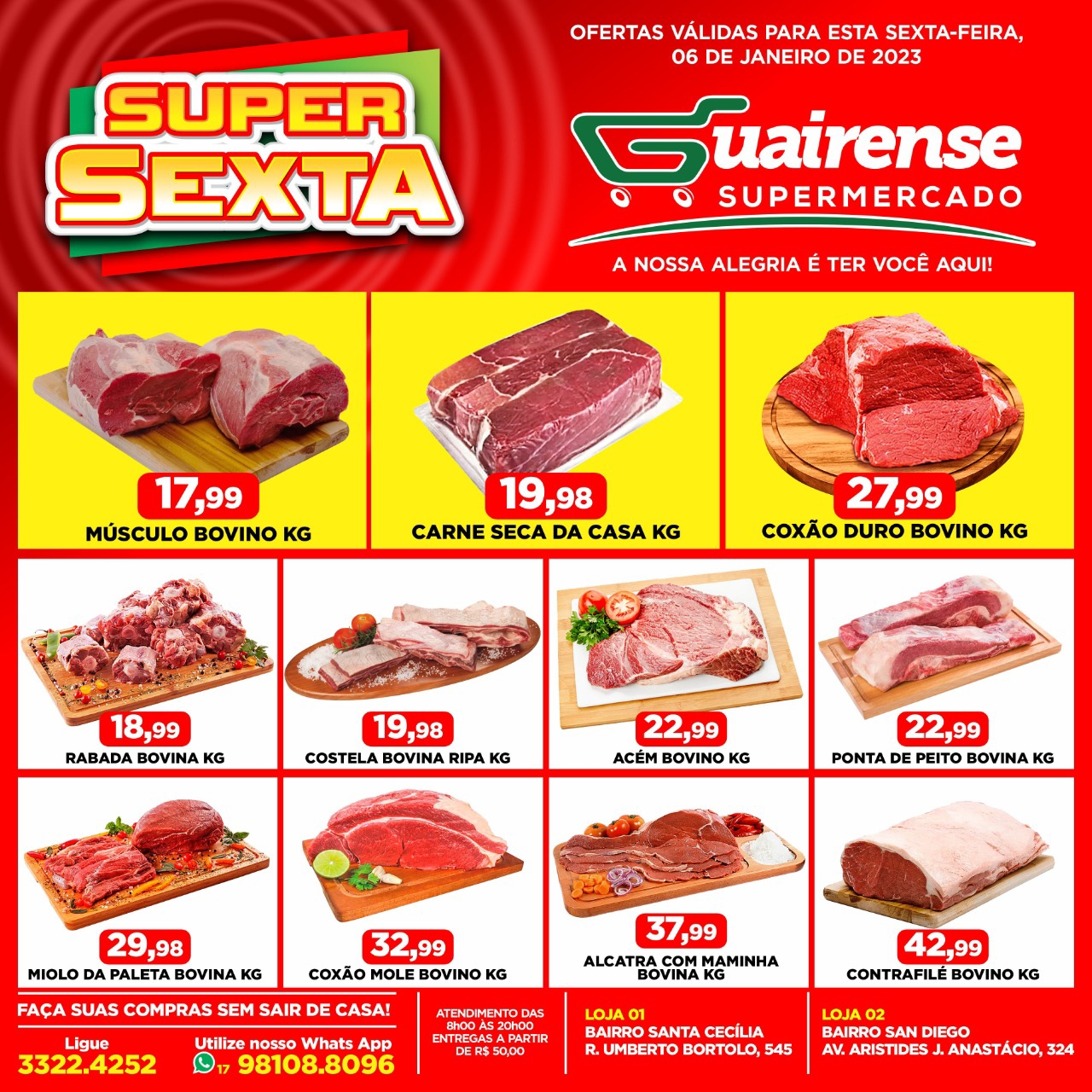 SEXTOU, MAS CONTINUA A PROMOÇÃO DA QUINTA DAS CARNES NO GUAIRENSE SUPERMERCADOS. APROVEITE!!!