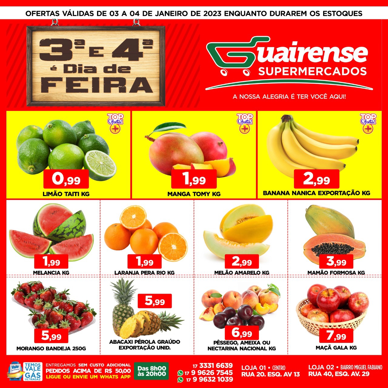 SUPER TERÇA E QUARTA COM FRUTAS, VERDURAS E CARNES COM PROMOÇÕES IMPERDÍVEIS NO GUAIRENSE SUPERMERCADO. CONFIRA!!