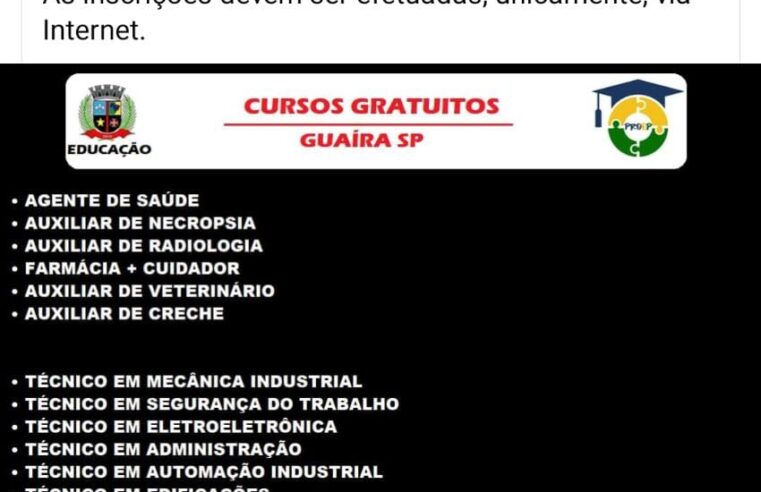 ALERTA: PREFEITURA DE GUAÍRA ESCLARECE QUE NÃO TEM VÍNCULO COM CURSOS GRATUITOS ANUNCIADOS EM REDES SOCIAIS