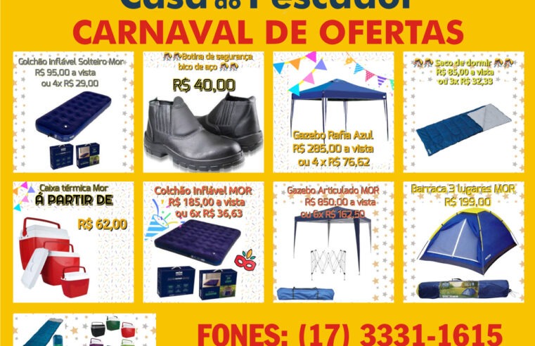 VAI CAIR NA FOLIA? QUER MONTAR SEU ACAMPAMENTO PARA CURTIR A FESTA OU PARA LAZER? APROVEITE AS OFERTAS EM CAMPING DA CASA DO PESCADOR!!! IMPERDÍVEIS!!!