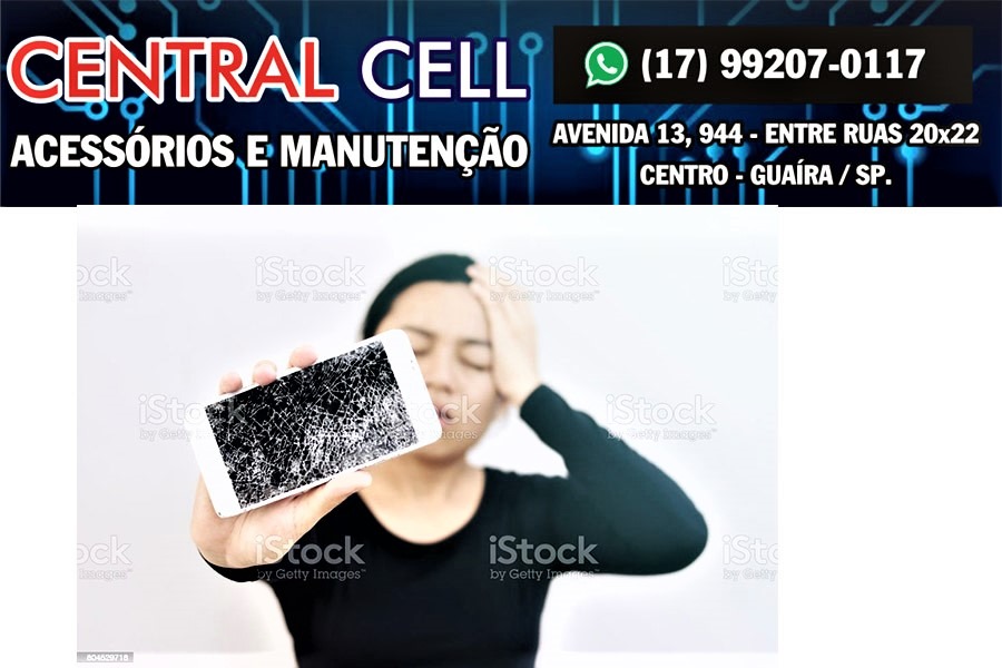 O CELULAR QUEBROU? NÃO ESTÁ FUNCIONANDO DIREITO? EM GUAÍRA VOCÊ TEM A CENTRAL CELL COM EQUIPE ESPECIALIZADA PARA ATENDER VOCÊ. VAI LÁ!!!