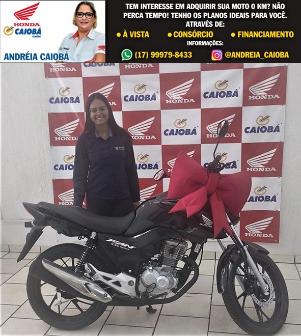 REALIZANDO SONHOS. ELIZAMARA COM SUA HONDA CG FAN 160 CC 0 KM. OBRIGADO PELA CONFIANÇA!! VENHA VOCÊ TAMBÉM PARA A CAIOBÁ GUAÍRA E CONQUISTE SUA LIBERDADE. FALE COM A ANDRÉIA!!