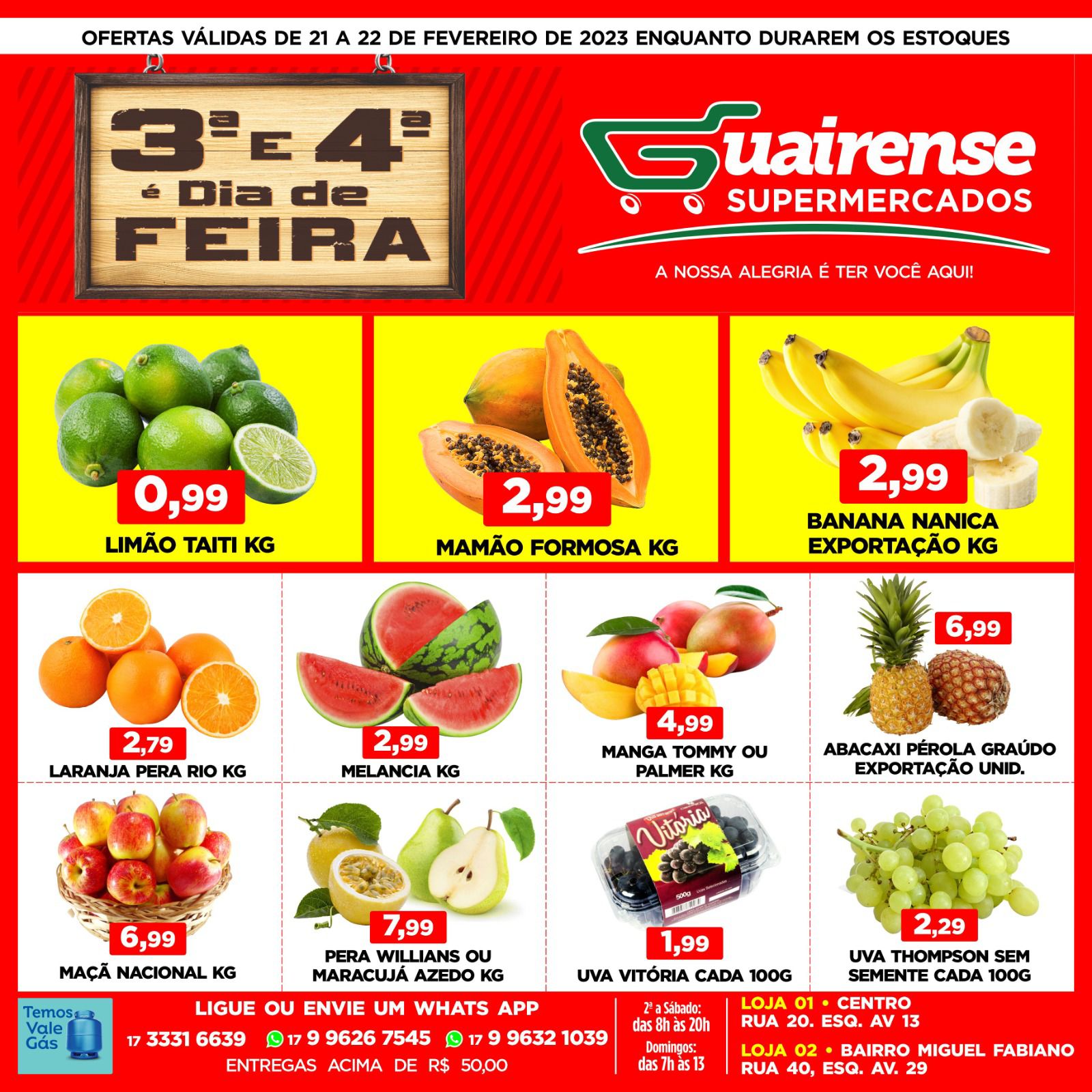 CHEGOU A SUPER TERÇA E QUARTA NO GUAIRENSE SUPERMERCADOS. ATENDENDO NESTE FERIADO ATÉ AS 21H. APROVEITE!!!