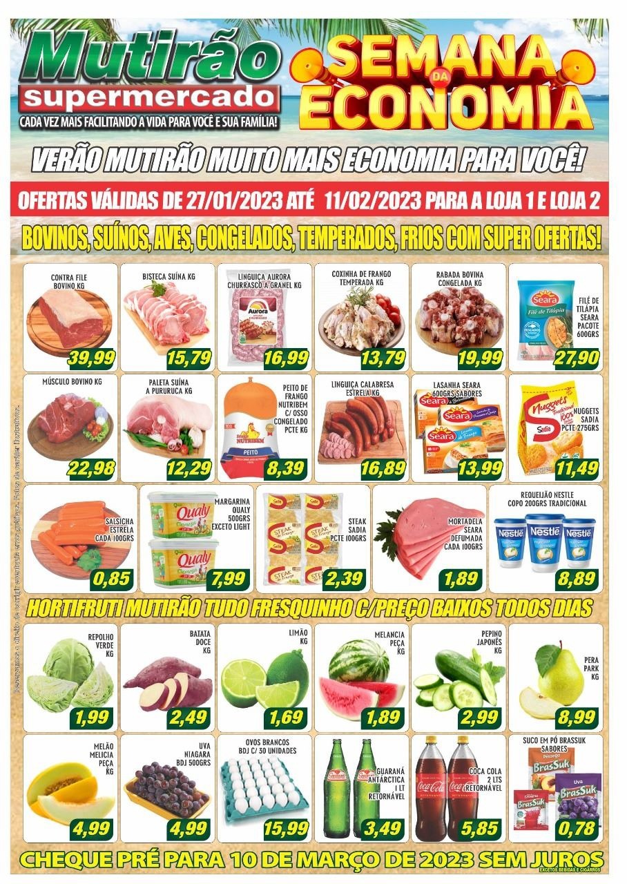 VERÃO COM MUITO MAIS ECONOMIA É NO MUTIRÃO SUPERMERCADOS. CONFIRA O MEGA LISTÃO DE OFERTAS. APROVEITE!!!