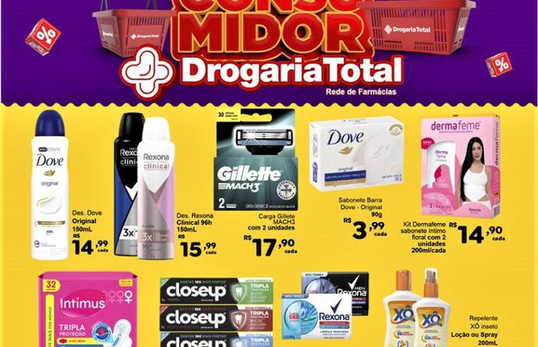 MÊS DO CONSUMIDOR NA REDE DROGARIA TOTAL. PREÇOS IMBATÍVEIS. UNIDADES EM GUAÍRA: FARMÁCIA DO JORGE E DROGARIA CALIFÓRNIA. CONFIRA!!!