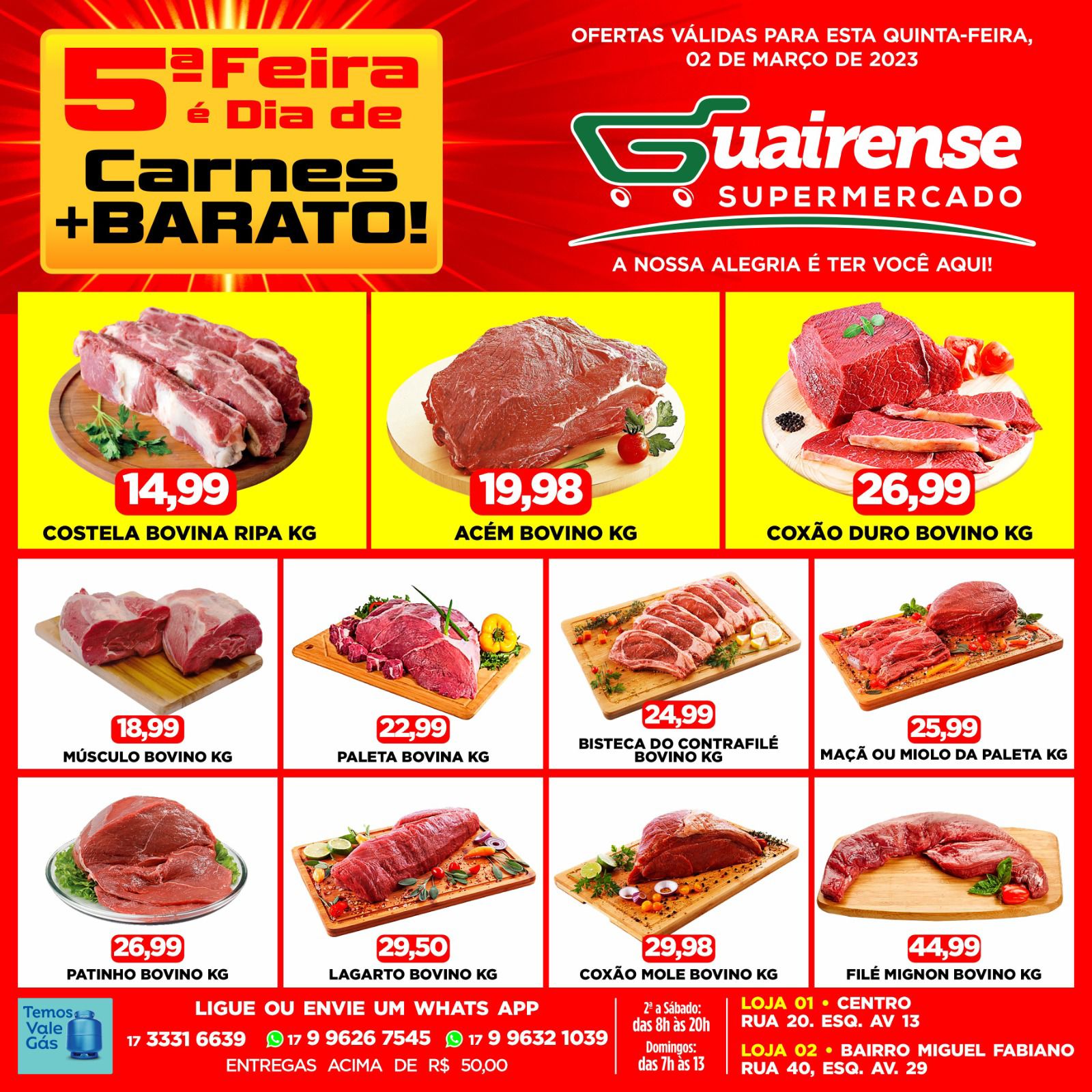 A MAIOR VARIEDADE EM PRODUTOS E CARNES COM PREÇOS ESPECIAIS ESTÃO NA SUPER QUINTA DO GUAIRENSE SUPERMERCADOS. APROVEITE!!!