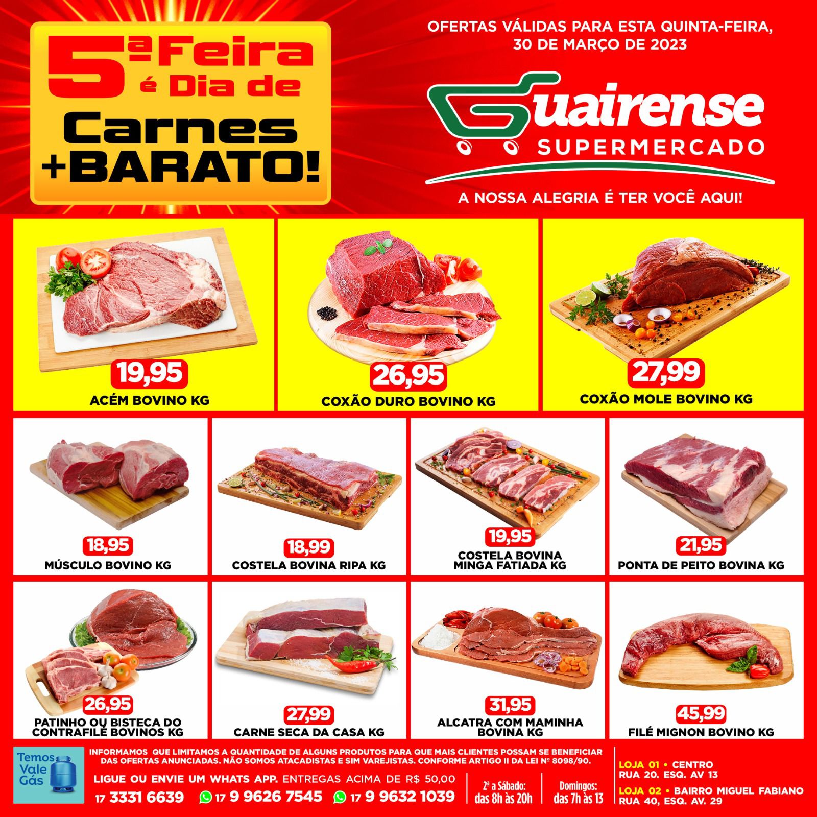 SUPER 5ª DA CARNE NO GUAIRENSE SUPERMERCADOS!! A MAIOR VARIEDADE COM OS MELHORES PREÇOS VOCÊ SÓ ENCONTRA AQUI!!! VEM PARA O GUAIRENSE, PORQUE AQUI É SEMPRE MAIS BARATO!!