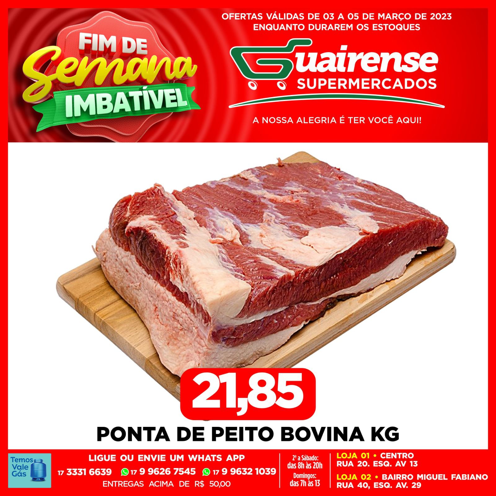 CHEGOU O FIM DE SEMANA IMBATÍVEL NO GUAIRENSE SUPERMERCADOS. OFERTAS INCRÍVEIS E IMPERDÍVEIS. APROVEITE!!!