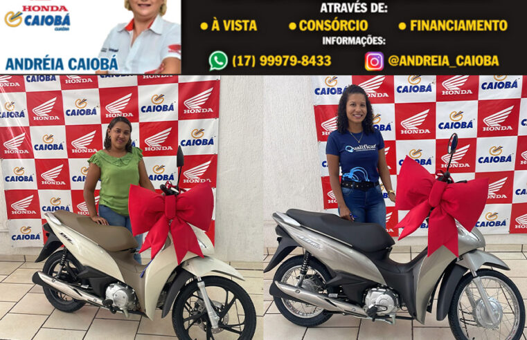 REALIZANDO SONHOS. MAIS DUAS CLIENTES CONTEMPLADAS NO CONSÓRCIO HONDA CAIOBÁ. KEYLA JOYCE COM SUA BIZ 125 CC E  CAMILA COM SUA BIZ 110 CC. VENHA VOCÊ TAMBÉM PARA A CAIOBÁ GUAÍRA. FALE COM A ANDRÉIA E CONQUISTE SUA LIBERDADE!!!