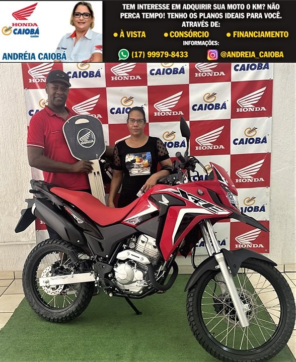 REALIZANDO SONHOS. O CASAL CARLOS E ELITA COM SUA HONDA XRE 300 CC RALLY 0 KM, LINDÍSSIMA. OBRIGADO PELA CONFIANÇA NA CAIOBÁ GUAÍRA. VENHA VOCÊ TAMBÉM PARA CAIOBÁ. CONQUISTE SUA LIBERDADE. REALIZE SEUS SONHOS!!!