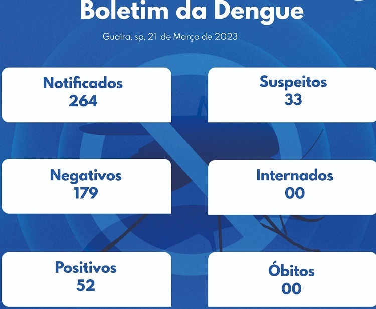 GUAÍRA ULTRAPASSA OS 50 CASOS POSITIVOS DE DENGUE EM 2023. JÁ SÃO MAIS DE 250 NOTIFICAÇÕES